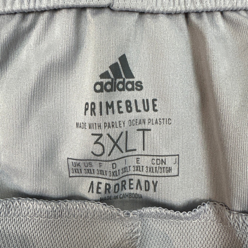 Adidas Shorts Mens 3XLT Silver M 3S SHO Aeroready Primeblue 3-Stripe HC6867 - Picture 4 of 10